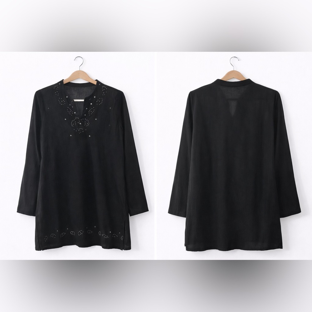 Black Embellished Women’s Tunic Top